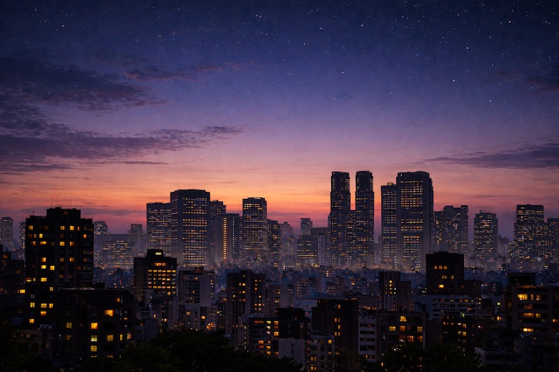 Tokyo skyline at dusk
